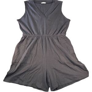 Zenana Romper Sleeveless V-neck Gray‎ ,Pockets Sz 3x Comfy, Preppy, Dress Summer